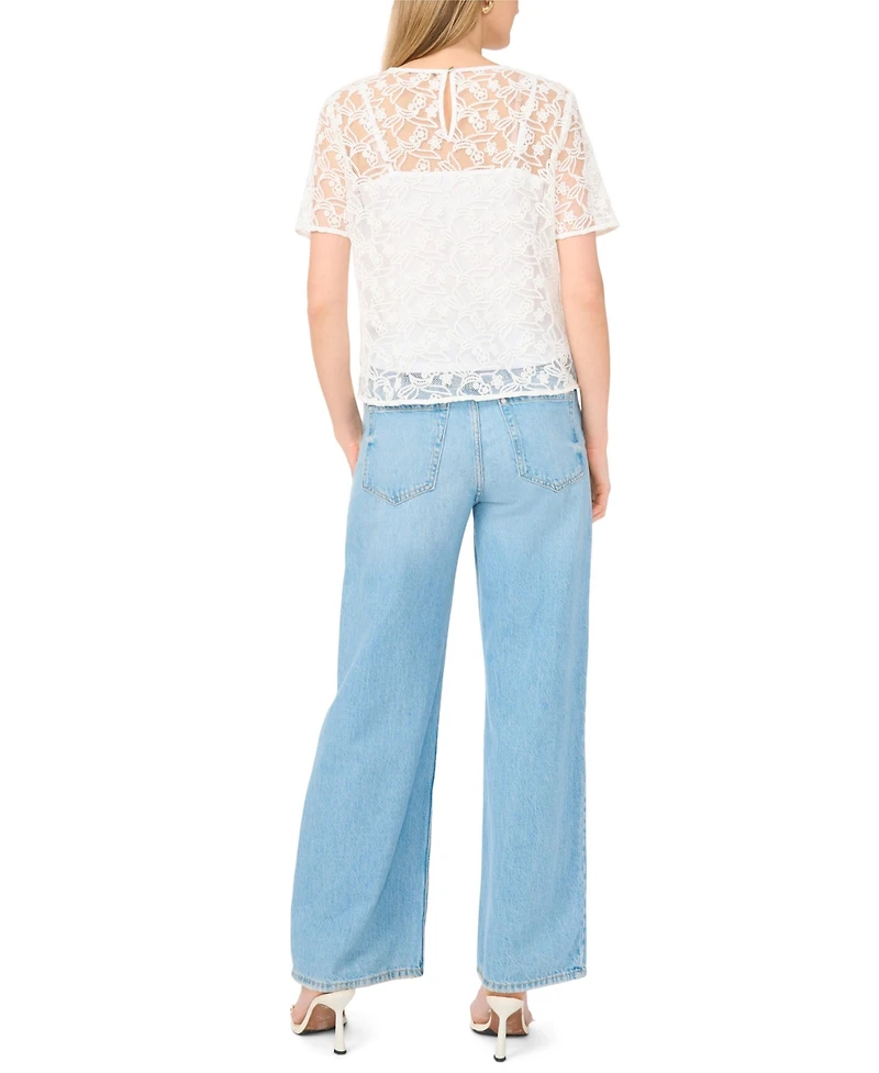 Vince Camuto Women's Short-Sleeve Crewneck Blouse