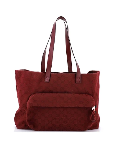 Pre-Owned Gucci Large Front Pocket Debossed Logo Tote Gg Canvas