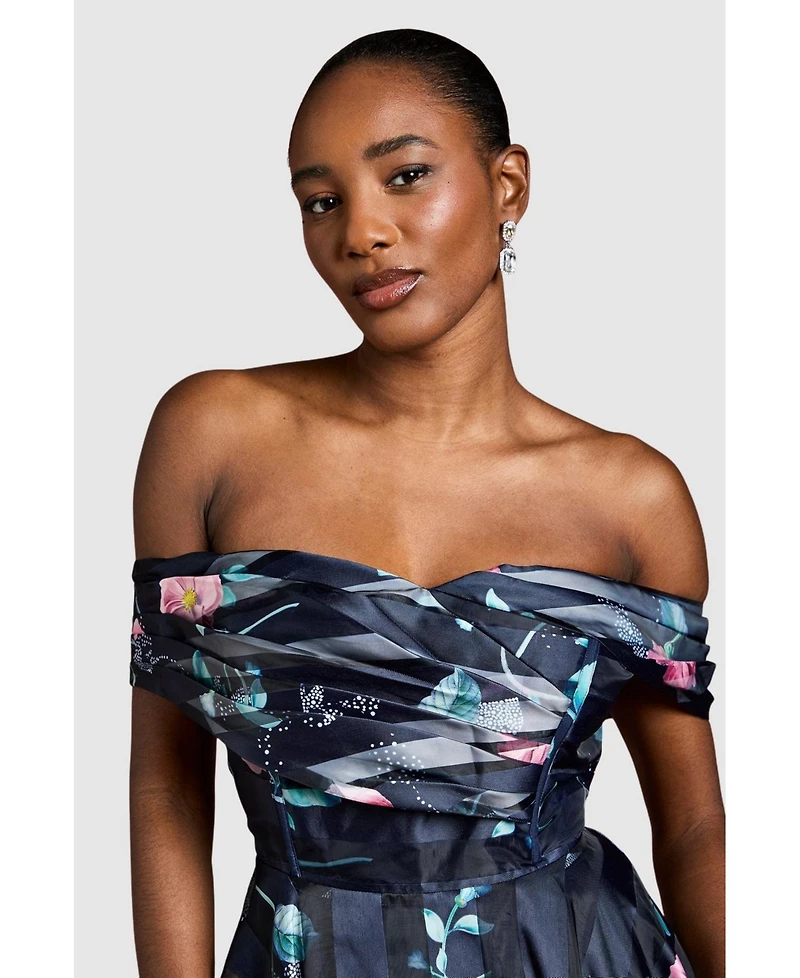 Coast Women's Stripe Organza Pleat Top Midi Dress