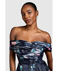 Coast Women's Stripe Organza Pleat Top Midi Dress