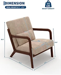 gaomon Mid-Century Modern Accent Chair, Wide-Wale Corduroy Upholstery, Solid Wood Armchair with Removable Lumbar Pillow, Sturdy Reading Chair.