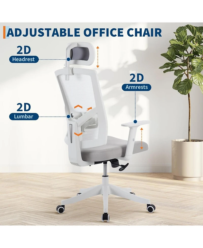 gaomon Ergonomic Desk Chair Reclining,High Back Mesh Office Chair,Full Ergonomic Support,Space-Saving Flip-Up Arms,Adjustable Headrest