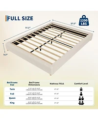 gaomon Cloud Bed Frame, Low Profile Upholstered Platform in Corduroy Fabric with Solid Wood Legs