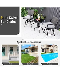 Gymax Patio Swivel Bar Stools Set of Outdoor Counter Height Bar Chairs w/ Pe Rattan