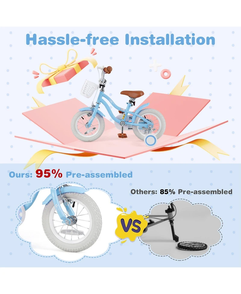 Slickblue Kids Bicycle with Adjustable Seat and Handlebar