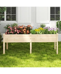 Gouun Elevated Fir Wood Garden Bed with Drainage Holes in Standing Planter Box