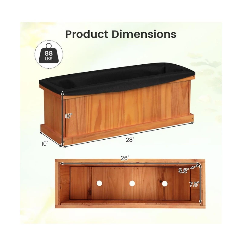 Gouun Pine Wood Raised Planter Box with Drainage Holes and Liner, Garden Bed