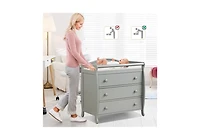 Gouun Baby Changing Table with 3 Storage Drawers and Safety Belt