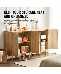 Gouun Set of 2 Rattan Storage Cabinets with Adjustable Shelves