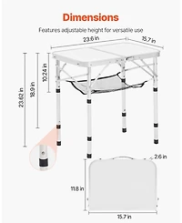 Gouun Adjustable Folding Camping Table with Mesh Shelf and Carry Handle