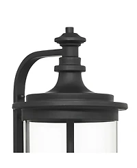 Possini Euro Design Medici Modern Outdoor Wall Light Fixture Black Metal Clear Glass for Post Exterior Barn Deck House Porch Yard Patio Home