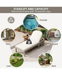 Rainsken Patio Acacia Wood Reclining Chaise Lounge