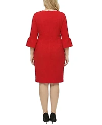 Ny Collection Plus 3/4-Sleeve Mother of Pearl Detail Dress