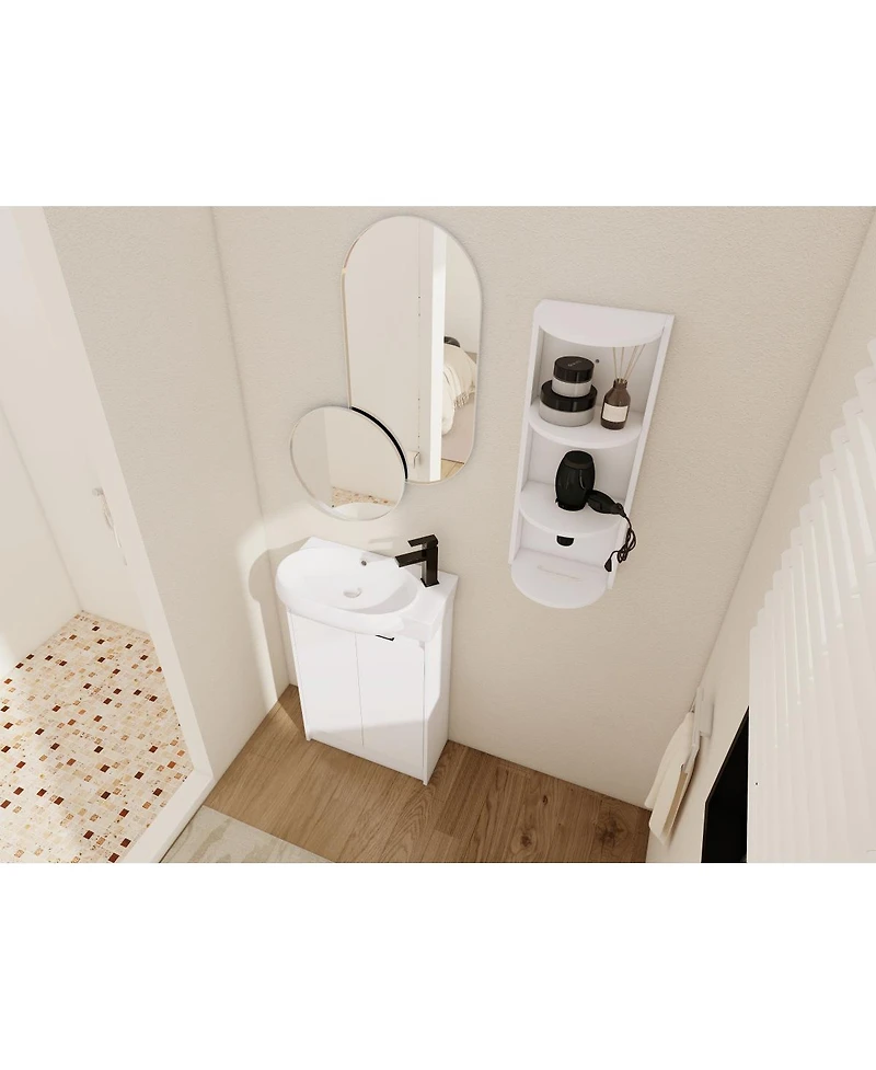 Sillysis 23 Inch Bathroom Vanity with Sink and Storage Rack, Modern Freestanding Plywood Cabinet, Soft Close Doors for Small Spaces