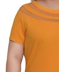Ny Collection Plus Short-sleeve Dress with Mesh Insets