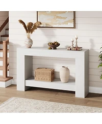 gaomon Farmhouse 2-Tier Console Sofa Table with Storage, for Entryway, Living Room and Hallway
