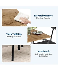 gaomon 3-Piece Dining Table Set with Wooden Top, Metal Frame and 2 Pu Upholstered Chairs, for Kitchen and Dining Room