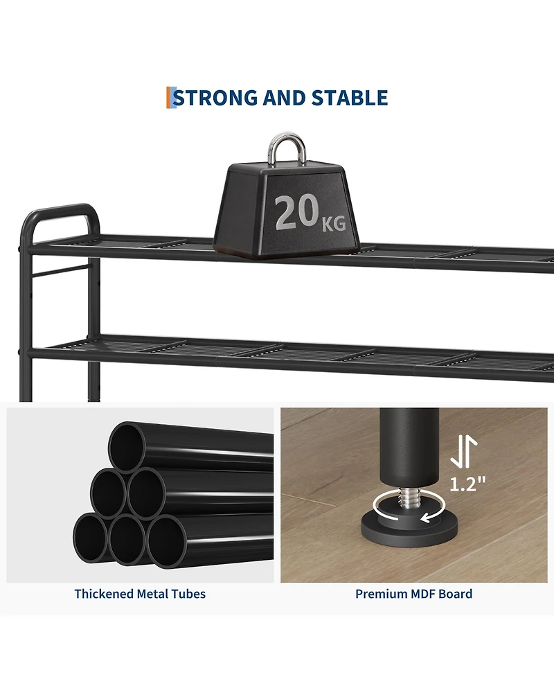 Homfan Metal Shoe Rack with Adjustable Flat or Tilt Shelves, Space Saving Shoe Storage Organizer for Entryway