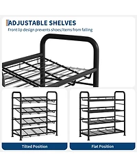 Homfan Metal Shoe Rack with Adjustable Flat or Tilt Shelves, Space Saving Shoe Storage Organizer for Entryway