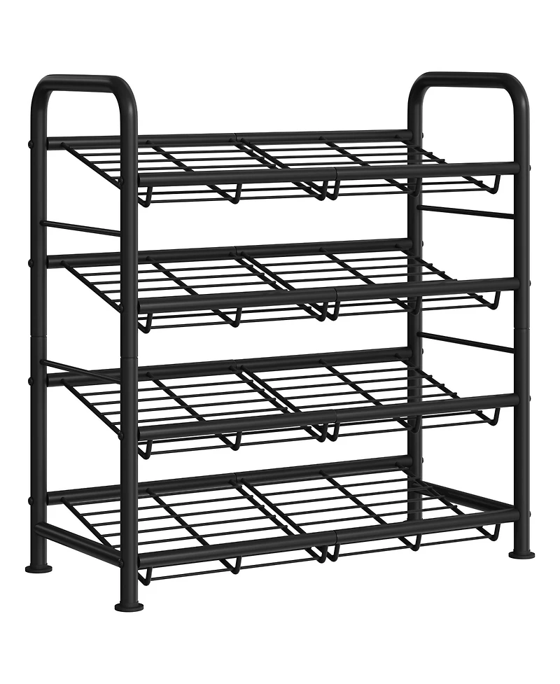Homfan Metal Shoe Rack with Adjustable Flat or Tilt Shelves, Space Saving Shoe Storage Organizer for Entryway