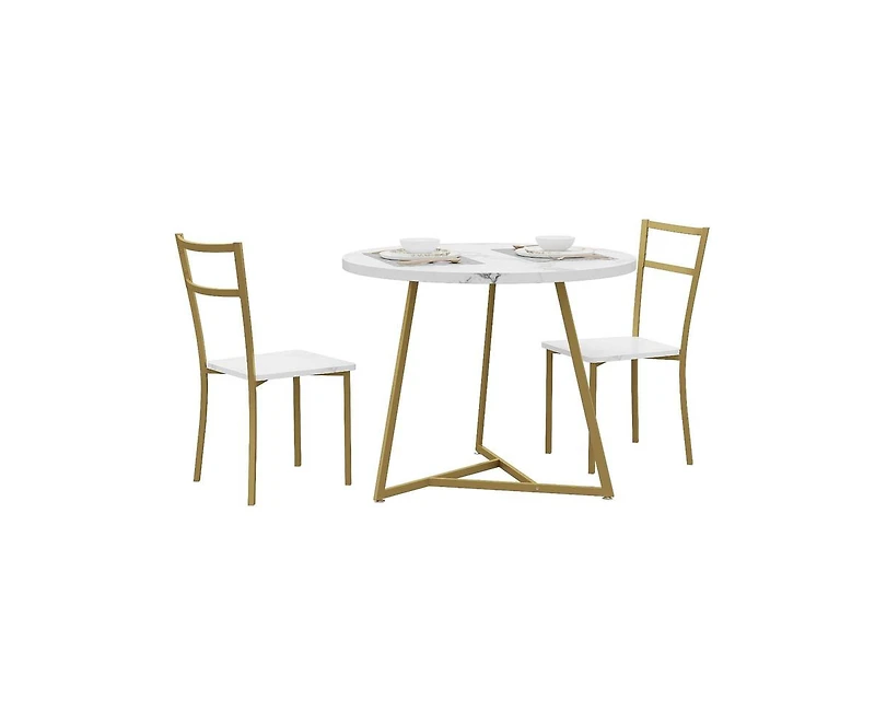 gaomon 3-Piece Round 2-Person Space-Saving Dining Table Set