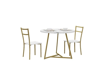 gaomon 3-Piece Round 2-Person Space-Saving Dining Table Set