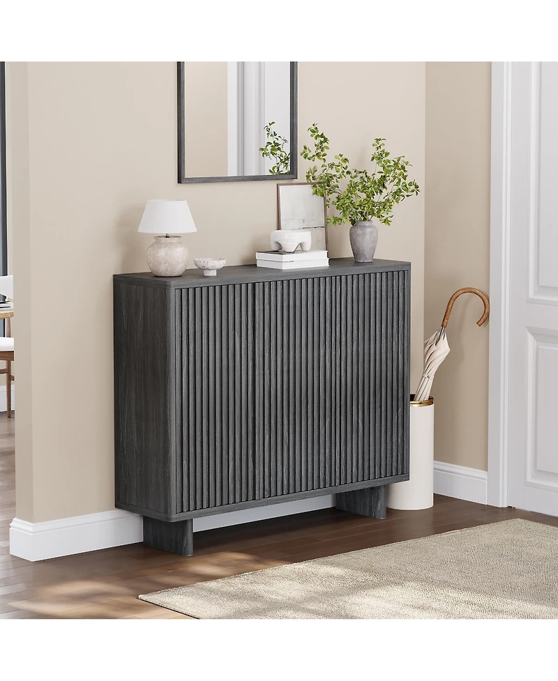 Homfan 2 Piece 5 Tier Shoe Cabinet Set with Fluted Doors and 4 Adjustable Shelves, 46 in Entryway Organizer