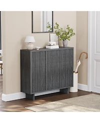 Homfan 2 Piece 5 Tier Shoe Cabinet Set with Fluted Doors and 4 Adjustable Shelves, 46 in Entryway Organizer