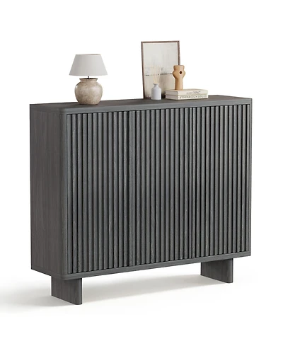 Homfan 2 Piece 5 Tier Shoe Cabinet Set with Fluted Doors and 4 Adjustable Shelves, 46 in Entryway Organizer