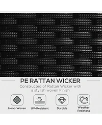 Outsunny 3-Piece Wicker Patio Furniture Sets, Rattan Conversation Sets, Sectional sofa set with Cushioned Lounge Chaise for Garden Poolside or Porch L