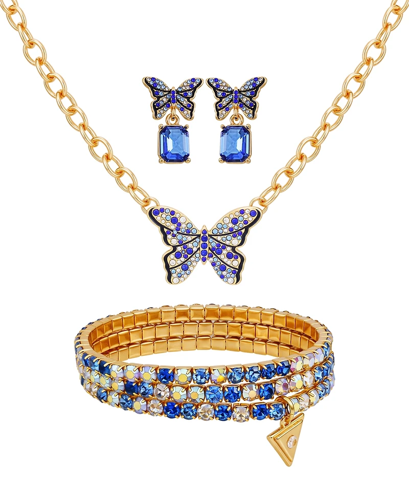 Guess 3-Pc. Gold-Tone Necklace, Bracelet & Stud Earrings Set
