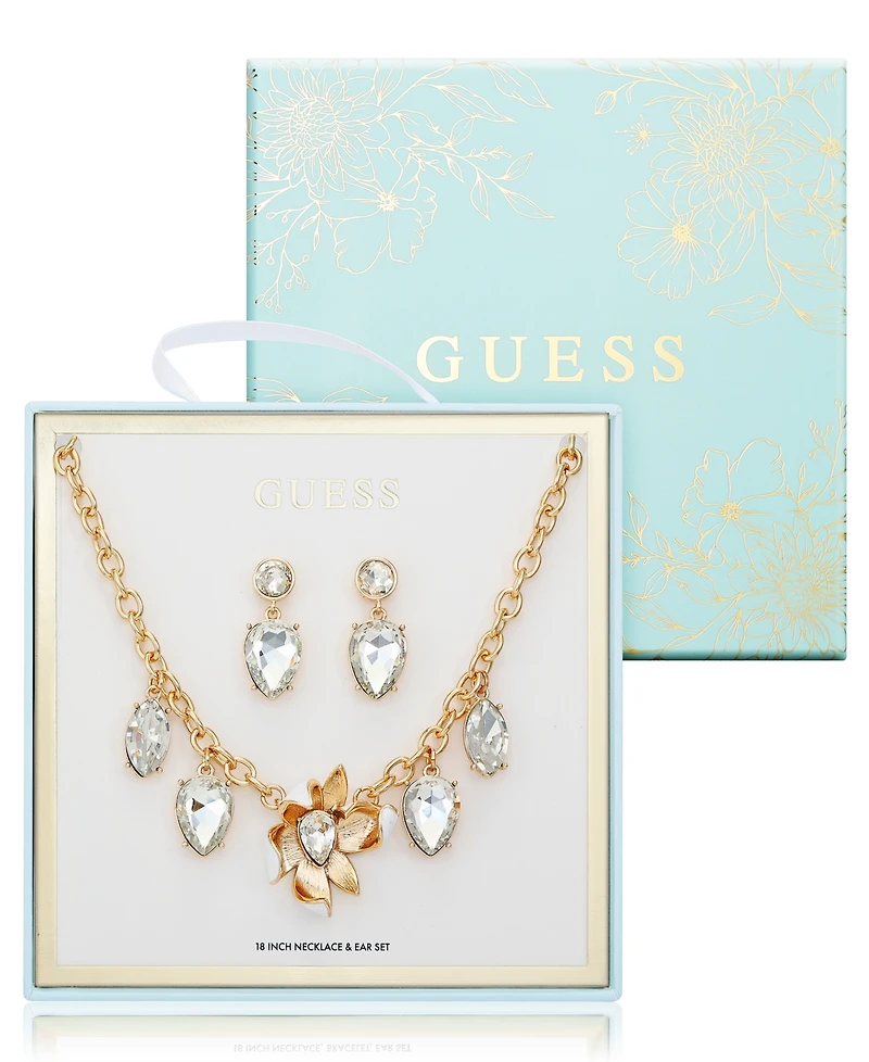 Guess 2-Pc. Gold-Tone Crystal Stone Accent Necklace and Earrings Set