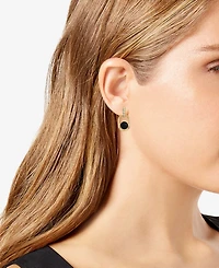 Guess Gold-Tone Black Stone Linear Drop Earrings