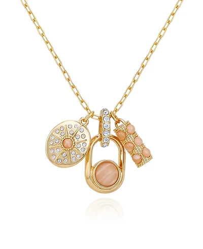 Guess Rose Quartz Gold-Tone Charm Necklace