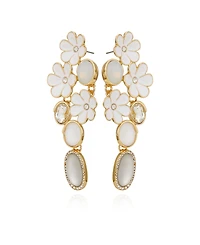 Guess Gold-Tone Floral Linear Drop Earrings