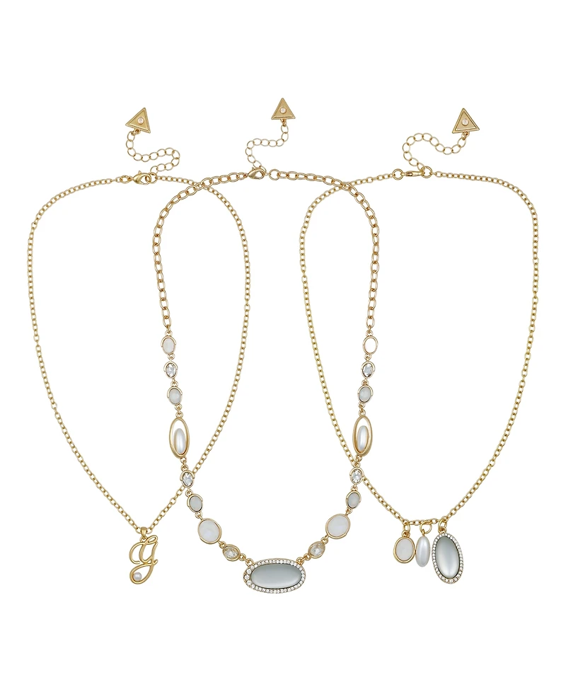 Guess 3-Pc. Gold-Tone Multi-Layer Necklace Set