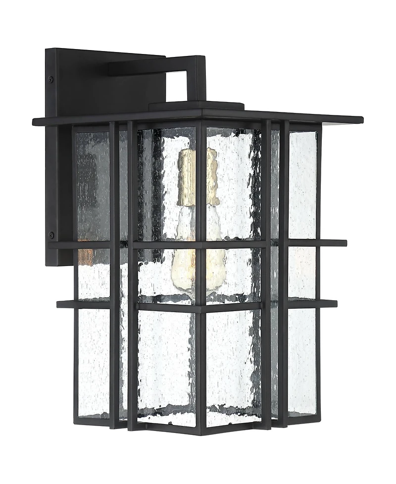 Possini Euro Design Arley Modern Industrial Outdoor Wall Light Fixtures Set of 2 Seedy Glass for Post Exterior Barn Deck House