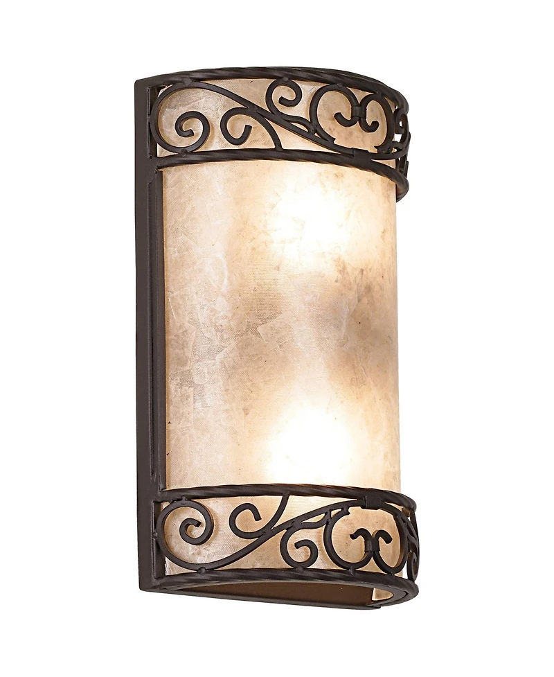 John Timberland Rustic Wall Light Sconces Set of 2 Walnut Brown Hardwired 12 1/2" High Fixture Mica Bedroom Bathroom