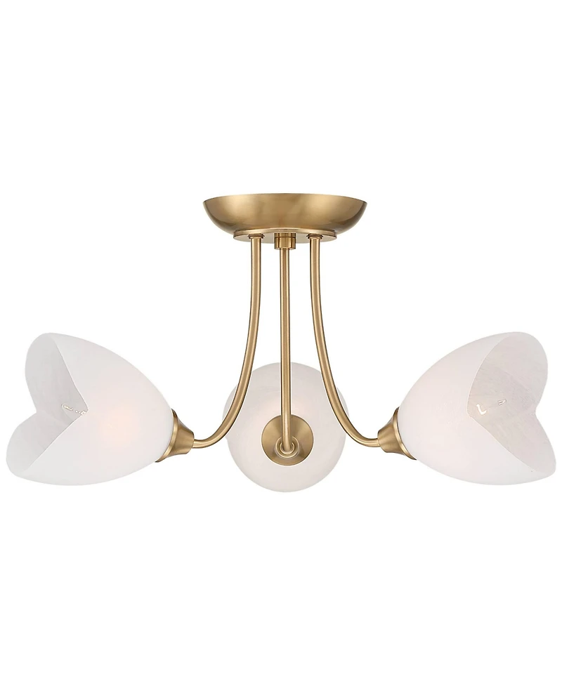 Possini Euro Design Nessa Wide Warm Brass Tulips 3-Light Ceiling Light