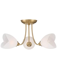 Possini Euro Design Nessa Wide Warm Brass Tulips 3-Light Ceiling Light