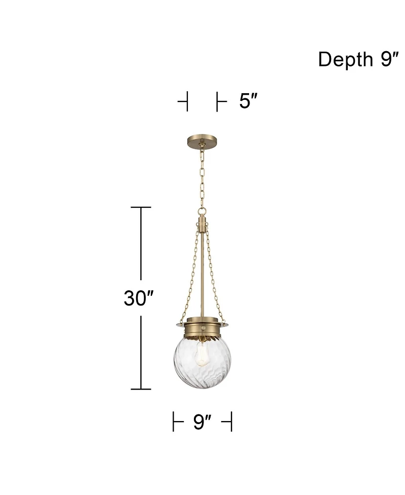 Possini Euro Design Catherine Satin Brass Twist Glass Mini Pendant Light