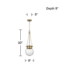 Possini Euro Design Catherine Satin Brass Twist Glass Mini Pendant Light