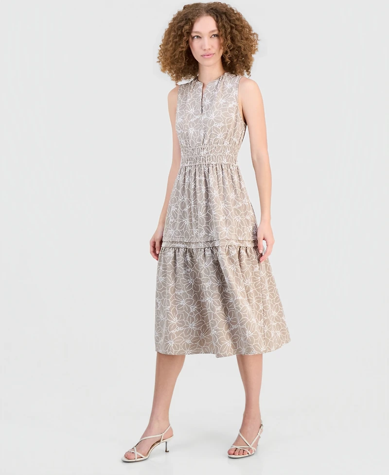 Robbie Bee Women's Sleeveless Elastic-Waist Midi Dress