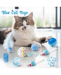 Aronkl Interactive Cat Toys Set Foldable Tunnel Teaser Wand Springs Mice Crinkle Balls Bell Puzzle for Indoor Cats Gift