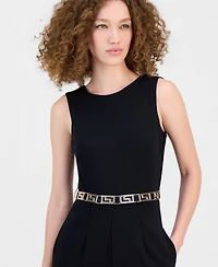 Robbie Bee Women's Belted Sleeveless Jumpsuit