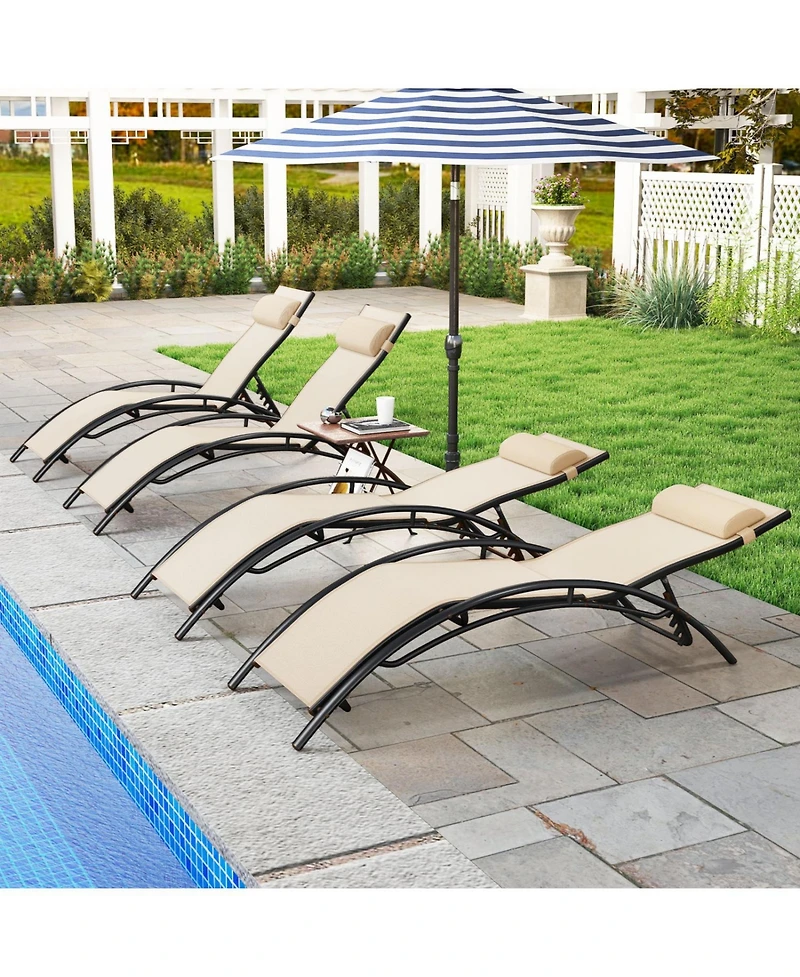Slickblue Patio Chaise Lounges Set of 2 Outdoor Recliner with 5-Position