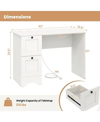 Gouun Computer Desk with 2 Drawers and Power Outlets