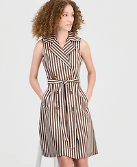 Robbie Bee Women's Notch Collar Sleeveless Trench Dress