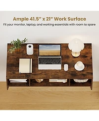 Gouun Wall-Mounted Floating Desk with 3 Storage Cubes