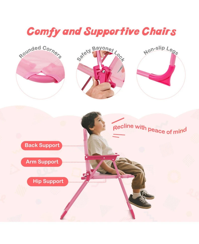 Gouun Kids 4-Piece Folding Picnic Table Set with Adjustable Umbrella